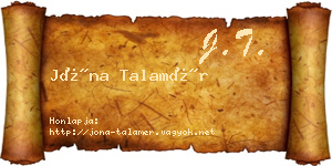 Jóna Talamér névjegykártya